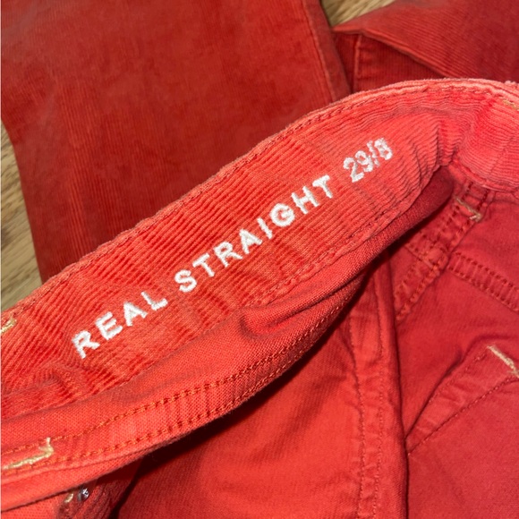 Gap real straight corduroy pants size 29 8 red orange flame pockets zip fly fall - Picture 3 of 11